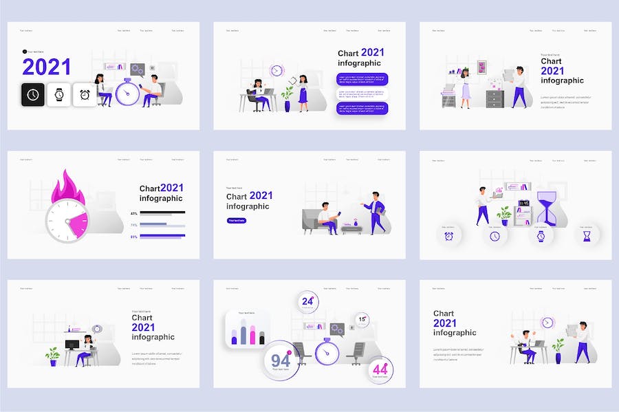 商业办公职场场景插画PPT模板 - 顶尖PPT