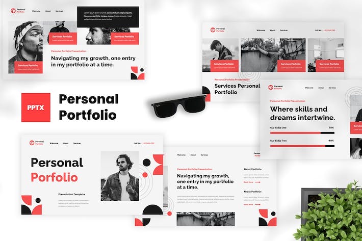 创意个人简历作品集展示PPT模板 - 顶尖PPT