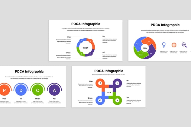红白现代PDCA循环图表PPT模板 - 顶尖PPT