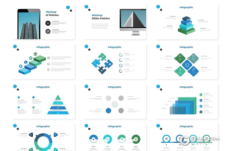 30页5种配色欧美商务多用途keynote模板 - 顶尖PPT
