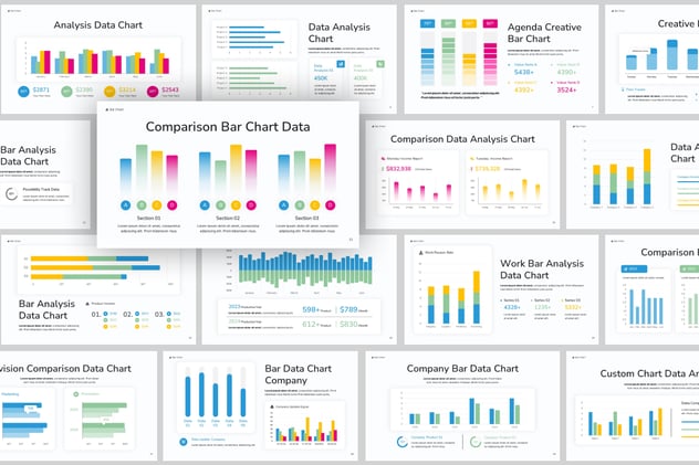 条形图数据图表合集PPT模板 - 顶尖PPT