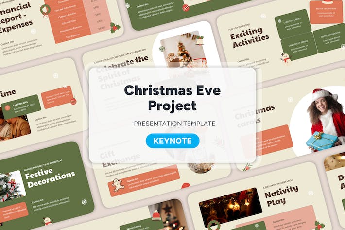 扁平化风格圣诞前夕圣诞项主题keynote模板 - 顶尖PPT