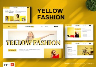 黄色时尚摄影美图展示PPT模板 - 顶尖PPT