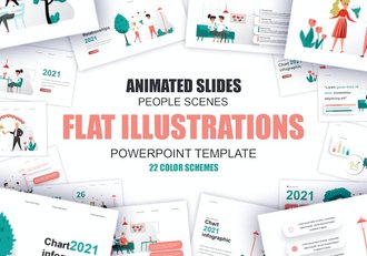 扁平风格多场景插画PPT模板 - 顶尖PPT