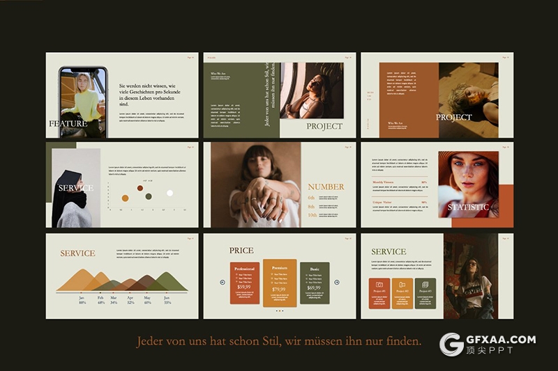 55页简约流行杂志风格Google slides模板 - 顶尖PPT