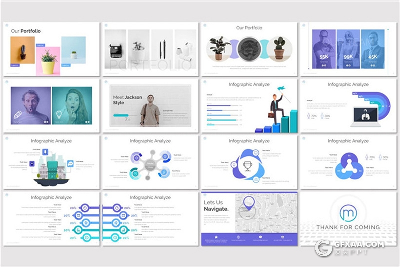 30页5种配色欧美商务ppt模板 - 顶尖PPT