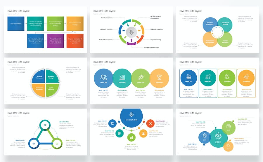 投资生命周期关系图形keynote模板 - 顶尖PPT