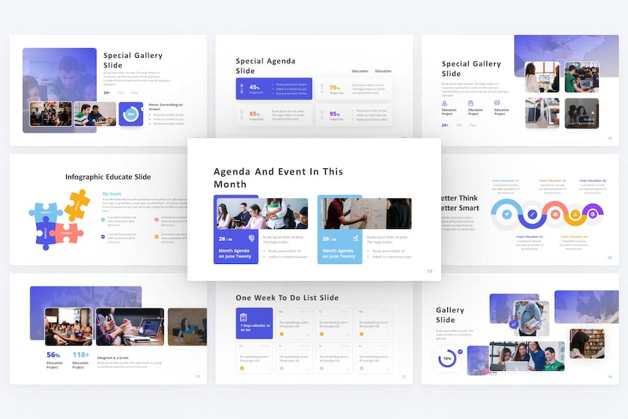 校园蓝色现代教育PPT模板 - 顶尖PPT