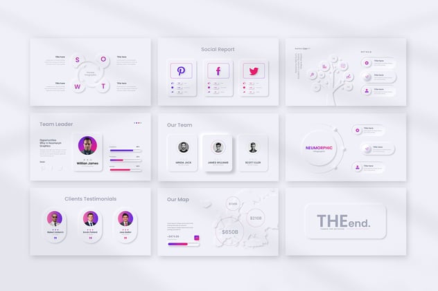新拟态设计风格商务通用PPT模板 - 顶尖PPT
