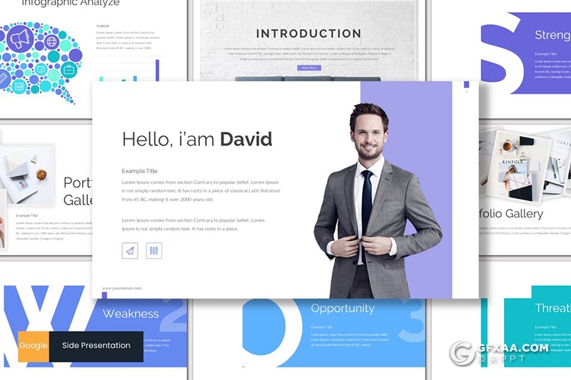 30页5种配色扁平化商务Google slides模板 - 顶尖PPT