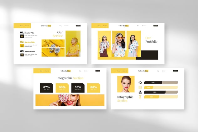 黄色时尚摄影美图展示PPT模板 - 顶尖PPT