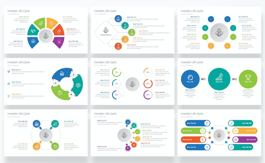 投资生命周期关系图形keynote模板 - 顶尖PPT