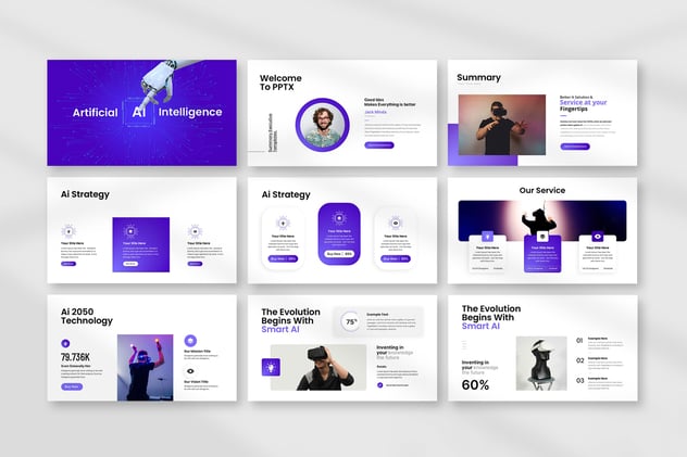 人工智能科技风格PPT模板 - 顶尖PPT