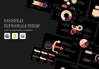 涂鸦信息图图形暗黑风格PPT模板 - 顶尖PPT