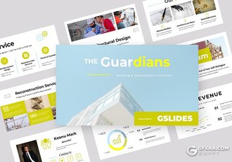 50页地产设计施工建筑Google slides模板 - 顶尖PPT