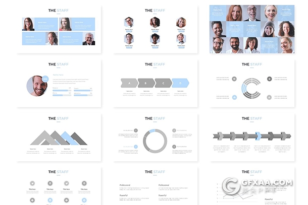 30页5种配色集团人员架构Google slides模板 - 顶尖PPT