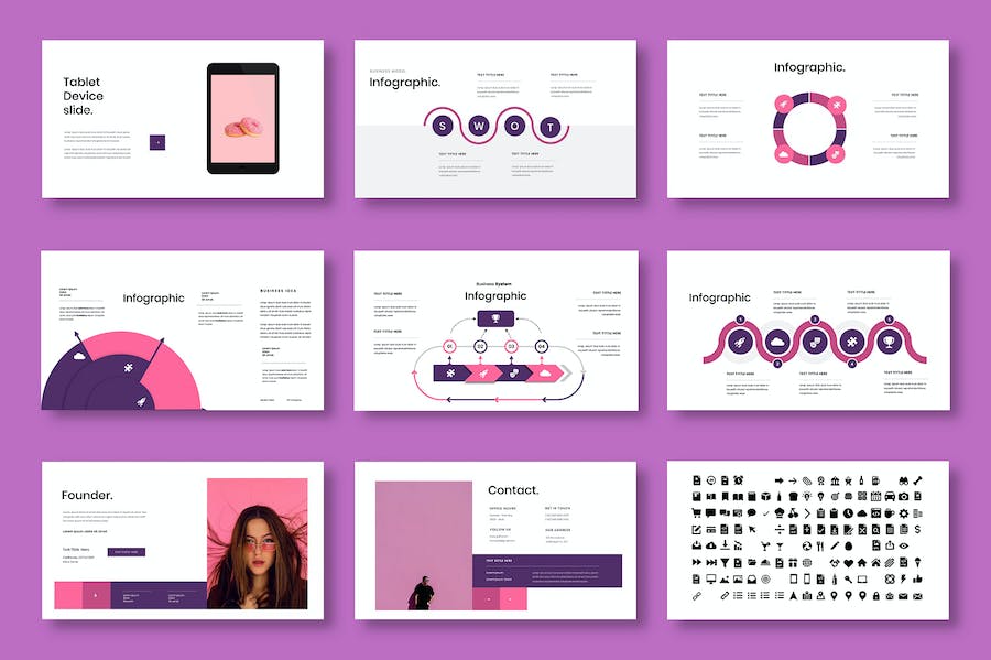 粉紫色图片拼贴商务Keynote模板 - 顶尖PPT