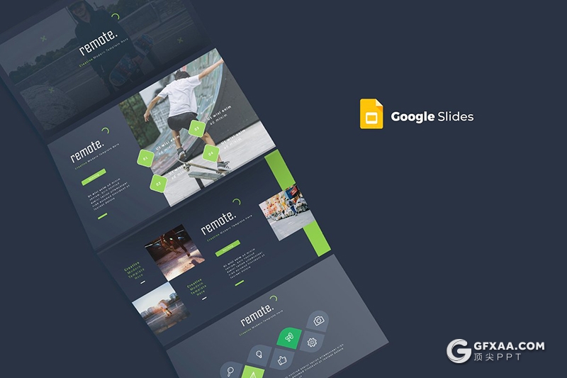 30页5种配色户外运动Google slides模板 - 顶尖PPT