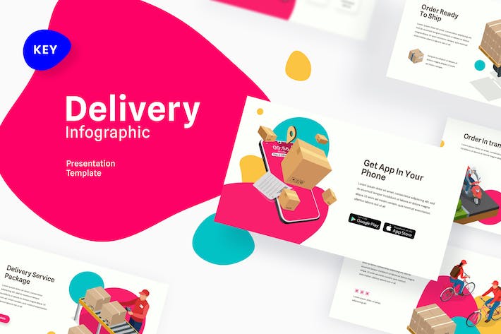 物流配送流程信息图表Keynote模板 - 顶尖PPT