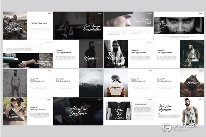 115页黑色摄影艺术图片展示keynote模板 - 顶尖PPT