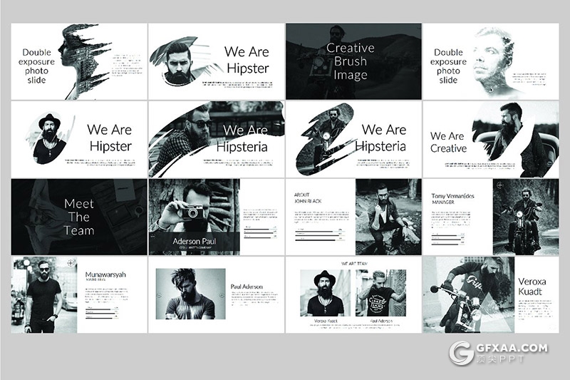 120页黑色风格摄影艺术图片展示keynote模板 - 顶尖PPT