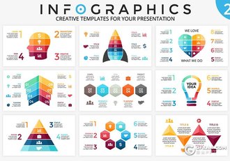 9款矢量创意彩色图形素材 7种格式(PPT, PPTX, KEY, PSD, EPS, AI, JPEG) - 顶尖PPT