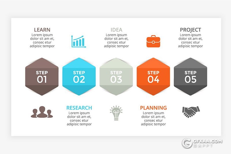 9款矢量创意彩色图形素材 7种格式(PPT, PPTX, KEY, PSD, EPS, AI, JPEG) - 顶尖PPT