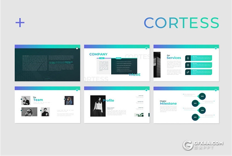 50页蓝色欧美商务通用ppt模板 - 顶尖PPT