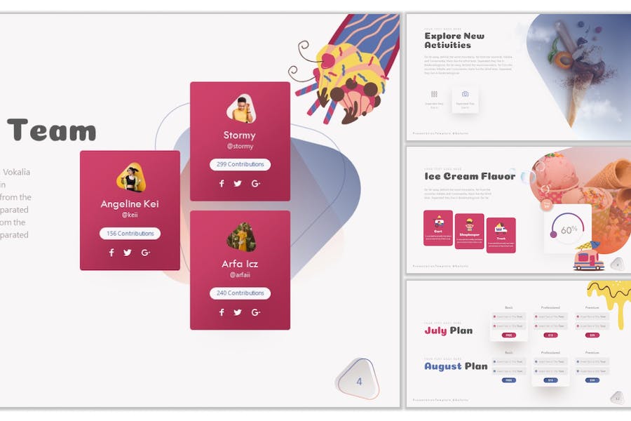 创意冰淇淋甜品宣传展示PPT模板 - 顶尖PPT