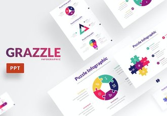 彩色积木组合信息图形PPT模板 - 顶尖PPT