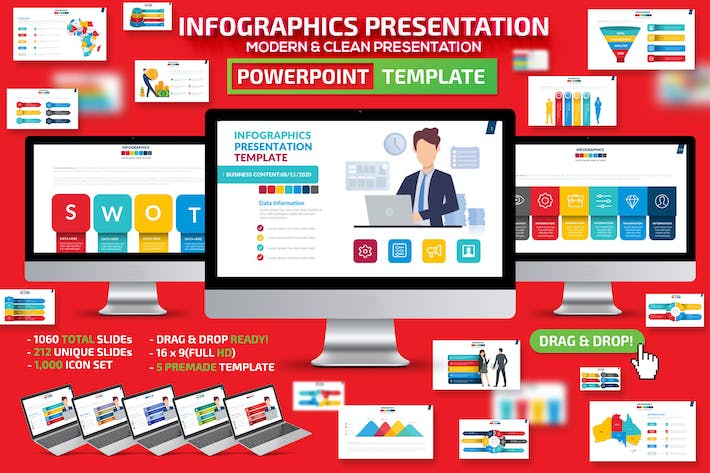 卡通商务插画要点图形国家地图PPT模板 - 顶尖PPT