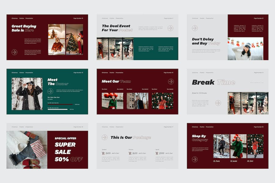 扁平化时尚圣诞节活动主题国外PPT模板 - 顶尖PPT