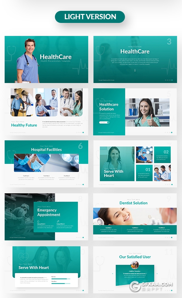 55页11种配色欧美医学医疗行业PPT模板 - 顶尖PPT