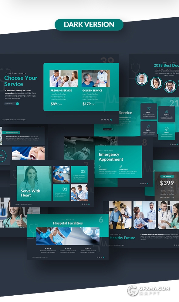 55页11种配色欧美医学医疗行业PPT模板 - 顶尖PPT