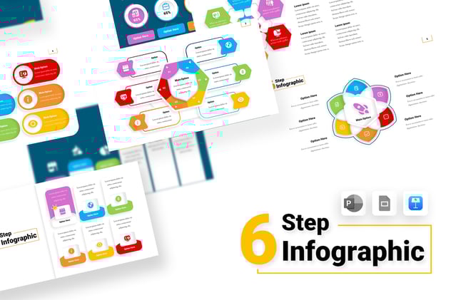 6个步骤流程信息图形模板展示Keynote模板 - 顶尖PPT