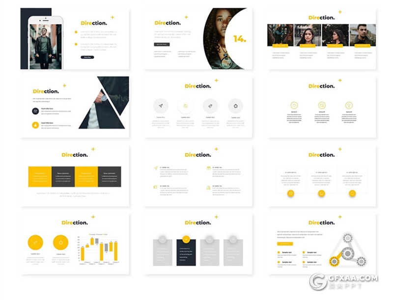 30页5种配色业务展示合作ppt模板 - 顶尖PPT