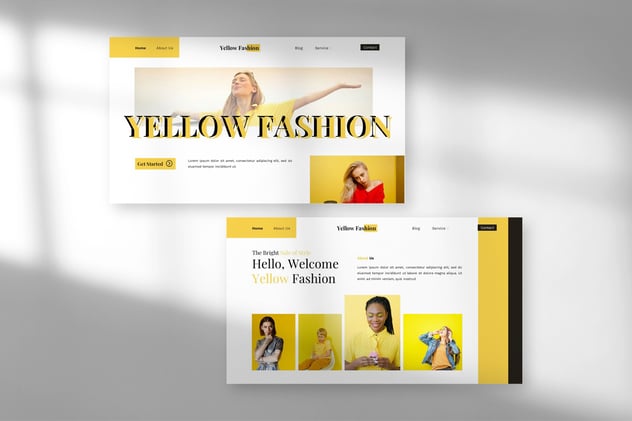 黄色时尚摄影美图展示PPT模板 - 顶尖PPT