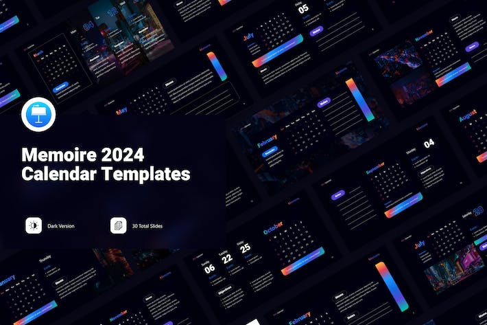 2024新年工作规划工作日期记录2024年日历keynote模板 - 顶尖PPT