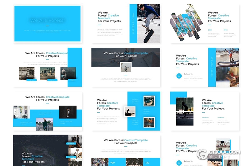 30页5种配色 欧美商务风格Google slides模板 - 顶尖PPT