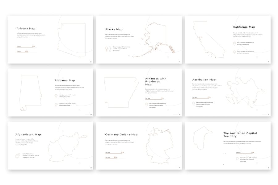 线性世界各国地图图形keynote模板 - 顶尖PPT