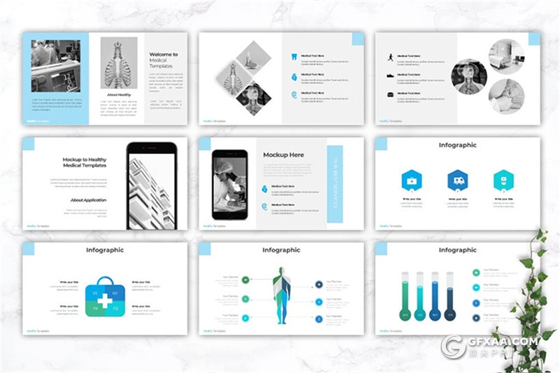 30页5种配色医疗健康行业ppt模板 - 顶尖PPT