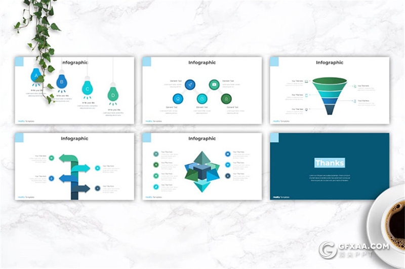 30页5种配色医疗健康行业ppt模板 - 顶尖PPT