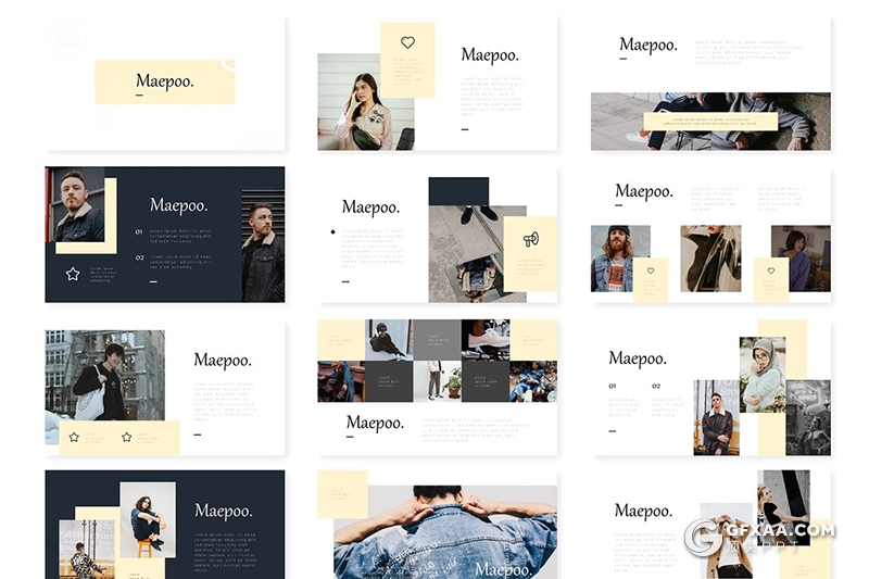 30页简约文艺风格Google slides模板 5种主题配色 - 顶尖PPT
