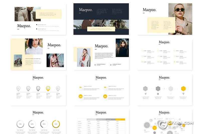 30页简约文艺风格Google slides模板 5种主题配色 - 顶尖PPT