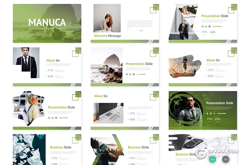 30页5种配色生态环境保护Google slides模板 - 顶尖PPT