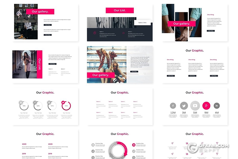 30页5种配色时尚流行风格keynote模板 - 顶尖PPT