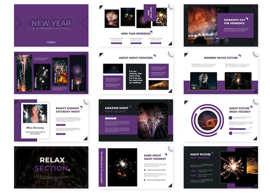 中国新年祝福除夕新年烟花新年介绍PPT模板 - 顶尖PPT