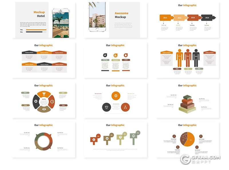 30页5种配色旅游景点介绍展示ppt模板 - 顶尖PPT