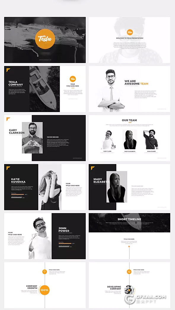 94页橙色欧美商务工作总结汇报ppt模板 - 顶尖PPT