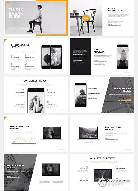 94页橙色欧美商务工作总结汇报ppt模板 - 顶尖PPT